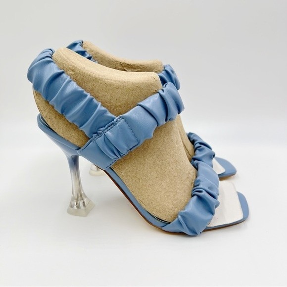 Nine West Womens Size 6 Light Blue Faux Vegan Leather Barbie Sandals Heels Shoes - Picture 1 of 16